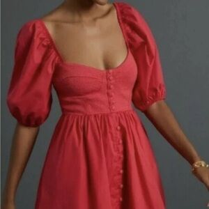 Maeve x Anthropologie Scarlet Puff Sleeve Mini Dress